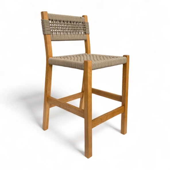 Taksim Bar Tipi Ahşap Sandalye -Kestane Ağacından (Maya Bar Chair) ürün görseli 1