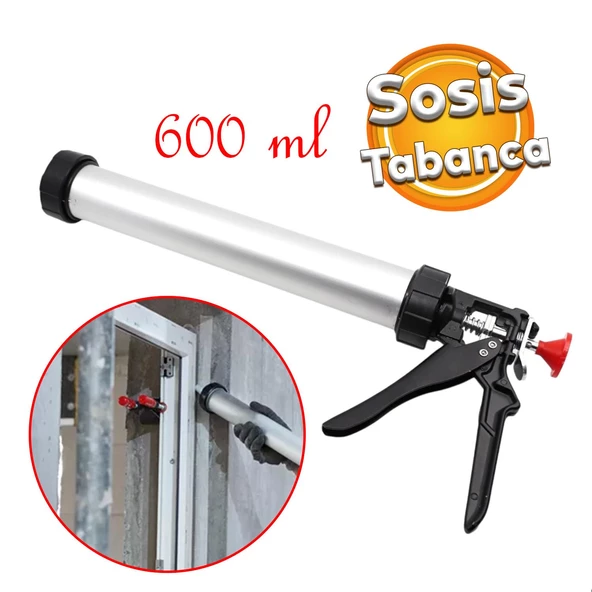 Sosis Silikon Tabancası Alüminyum 600 ml Yapıştırma Dolgu Sosis Kartuşu Sıkma Slikon Standart ürün görseli 1