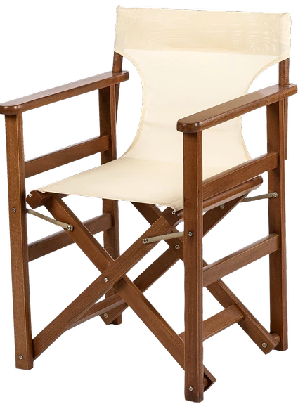Yönetmen Katlanır Ahşap Bahçe Balkon Sandalyesi -Krem PVC ürün görseli 1