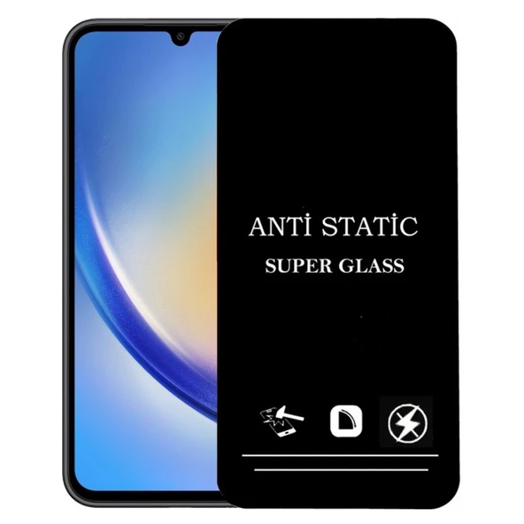 Samsung Galaxy A34 İle Uyumlu Anti Statik Ekran Koruyucu Toz Tutmayan Kırılmaz Cam ürün görseli 1