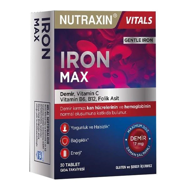 Nutraxin Iron MAX 17 MG 30 Tablet ürün görseli 1