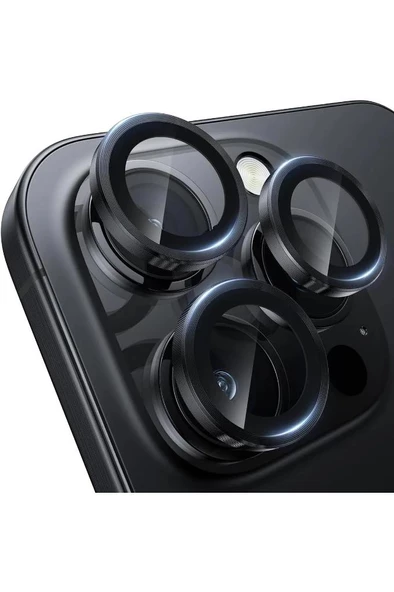 iPhone 16 Pro / 16 Pro Max İle Uyumlu Mercek Lens Kamera Koruyucu SİYAH Titanyum ürün görseli 1