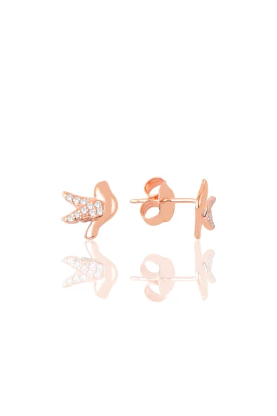 Gümüş rose zirkon taşlı haberci güvercin küpe SGTL12626ROSE ürün görseli 1