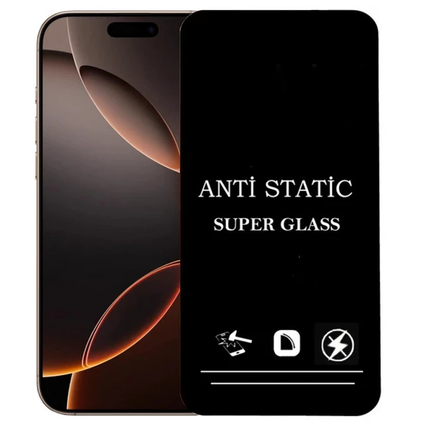iPhone 16 Pro Max İle Uyumlu Anti Statik Ekran Koruyucu Toz Tutmayan Kırılmaz Cam ürün görseli 1