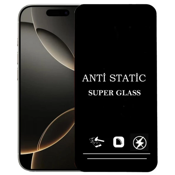 iPhone 16 Pro İle Uyumlu Anti Statik Ekran Koruyucu Toz Tutmayan Kırılmaz Cam ürün görseli 1