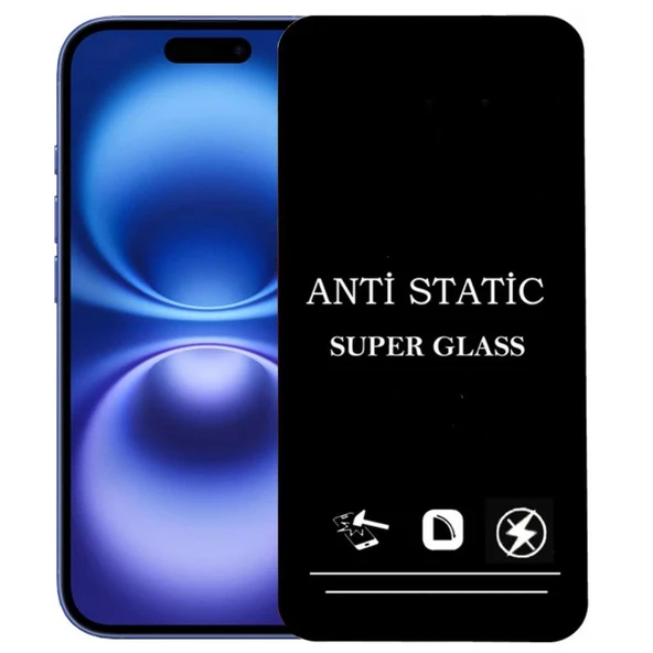 iPhone 16 Plus İle Uyumlu Anti Statik Ekran Koruyucu Toz Tutmayan Kırılmaz Cam ürün görseli 1