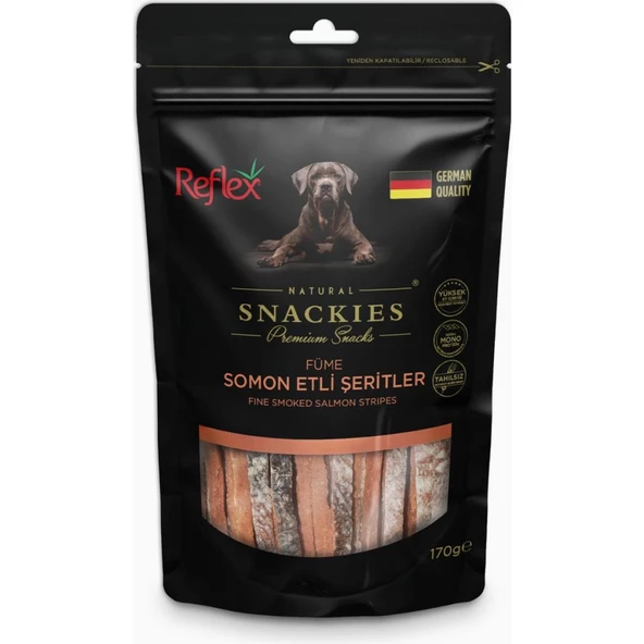 Reflex Snackies Füme Somon Etli Şerit Kurutulmuş Et Köpek Ödülü 170gr ürün görseli 1