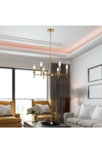 ZEYBİLİŞİM Vaneo 6 Lı Gold Modern Genç Odası Mutfak Salon Avize ürün görseli 1