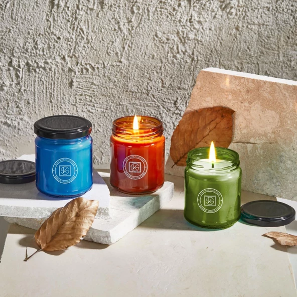 Selka Home - Rainbow 3'lü Renkli Cam Tasarım Kokulu Candle Mum ürün görseli 1