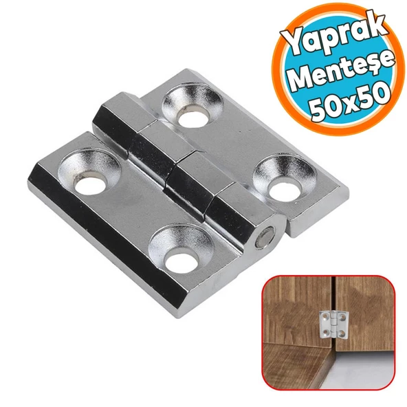 Mobilya Dolap Kapak Hobi Menteşesi Metal Krom 5 cm X 5 cm Kare Yaprak Menteşe 1 Adet ürün görseli 1