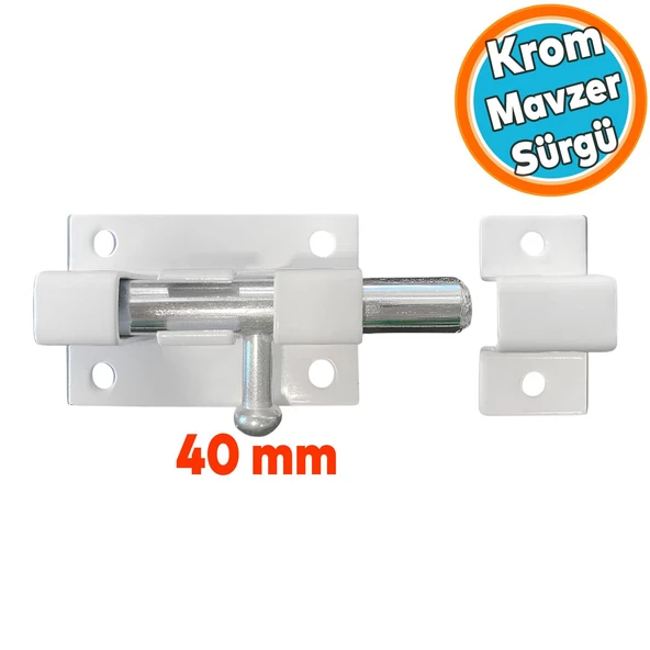 Kapı Sürgüsü Küçük Beyaz Mavzer Sürgü Sürgülü Kilit 25x40 mm Kapı Pencere Emniyet Kilidi Metal ürün görseli 1