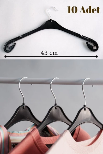 Askıcı 10'lu Plastik Elbise Askısı Geniş ürün görseli 1