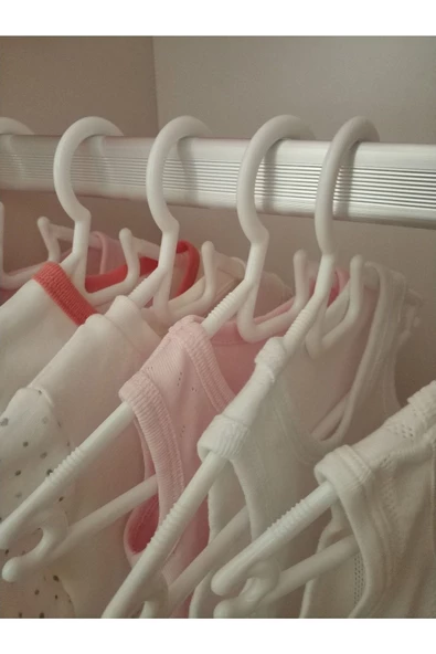 Askıcı Çocuk Elbise Askısı Bebek Askısı Beyaz 12 Adet Decobella ürün görseli 1