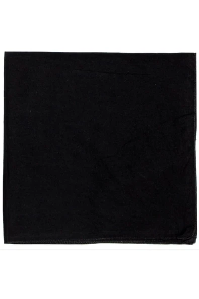 Karamel Bijuteri Düz Renk Siyah Kare Bandana ürün görseli 1