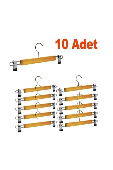 Jetfoni 10 Adet Ahşap Askılık Mandallı Etek Askısı Elbise Askısı ürün görseli 1