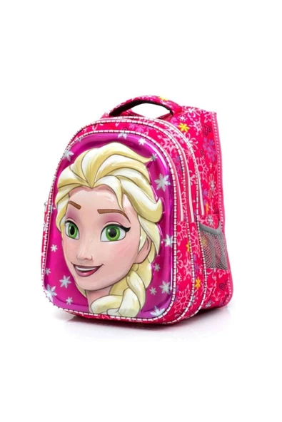 Askıcı Pembe Elsa Frozen Okul Çantası 3 Gözlü Beslenme Çantası Hediyeli ürün görseli 1