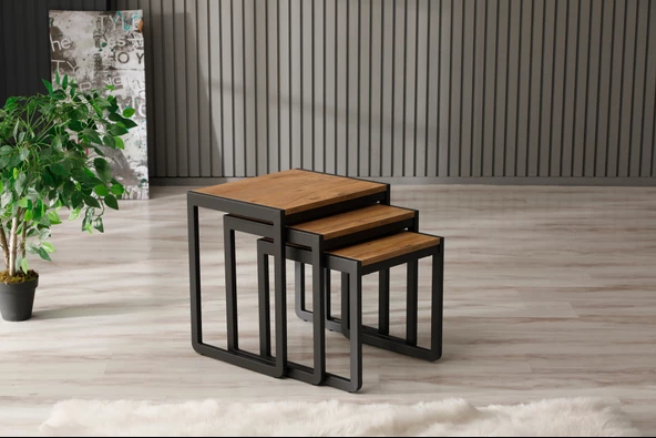 Arpelia Üçlü LAVA ZEYNA  Zigon Sehpa 50x40x52/45x40x46/40x40x40 ürün görseli 1