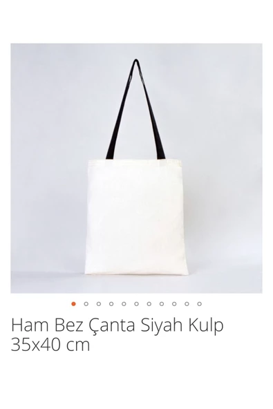 Askıcı Ham Bez Çanta 2 Adet Siyah Kulp ürün görseli 1
