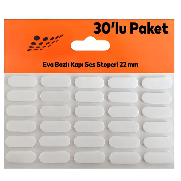 Beyaz Eva Bazlı Darbe Ses Kapı Stoperi Keçe Yapışkanlı 22 mm (30'lu PAKET) Dolap Kapak Çekmece Oval ürün görseli 1