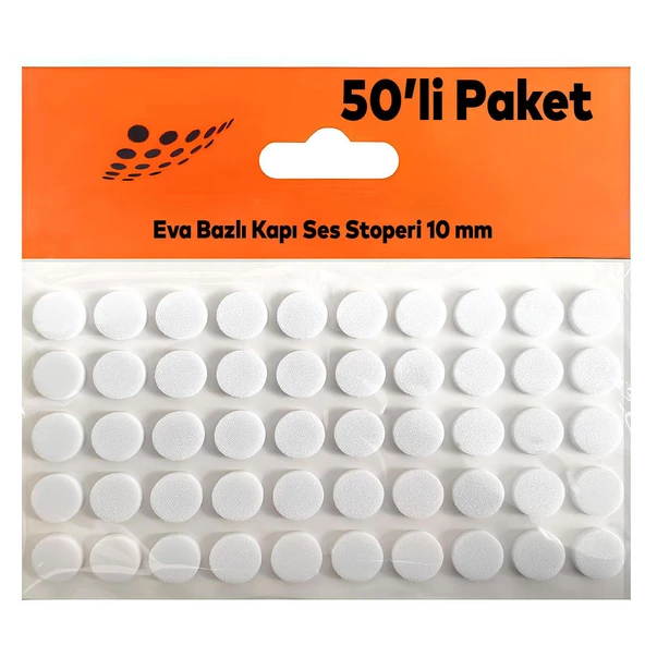 Beyaz Eva Bazlı Darbe Ses Kapı Stoperi Keçe Yapışkanlı 10 mm (50'li PAKET) Dolap Kapak Çekmece Daire ürün görseli 1