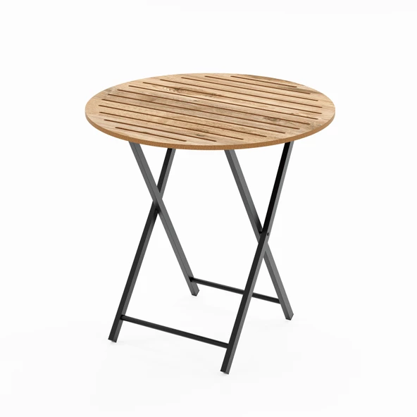 Katlanır 4 Kişilik Yuvarlak Bahçe Masası Bistro Masa 70x70 Çam 1506 ürün görseli 1