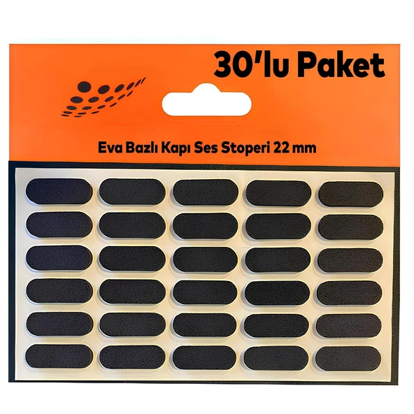 Siyah Eva Bazlı Darbe Ses Kapı Stoperi Keçe Yapışkanlı 22 mm (30'lu PAKET) Dolap Kapak Çekmece Oval ürün görseli 1