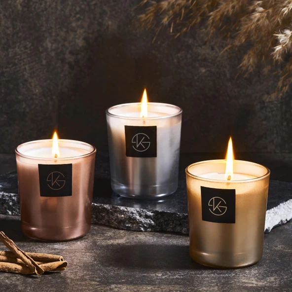Selka Home 3'lü Miracle Cam Metalic Candle Mum ürün görseli 1