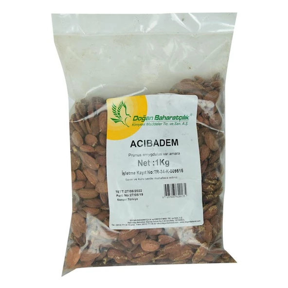 Doğan Baharatçılık Doğal Çiğ Acı Badem 1000 Gr Kiloluk Paket ürün görseli 1
