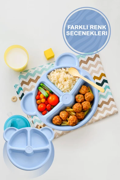 Mithra Life 3 Bölmeli Mavi Bebek Çocuk Yemek Mama Tabağı MIT1115 ürün görseli 1