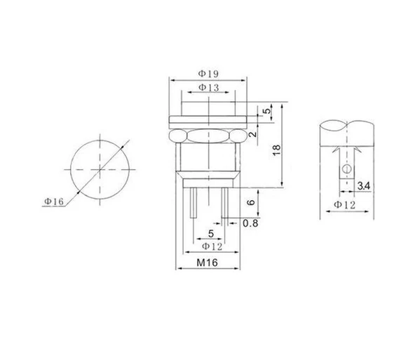 16Mm Mavi Push Buton Metal Ds-212 Ic-180 - Resim 2