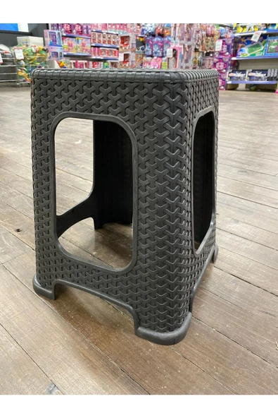 KUZEYPLASTİK Kuzeyplastik Siyah Büyük Rattan Tabure ürün görseli 1