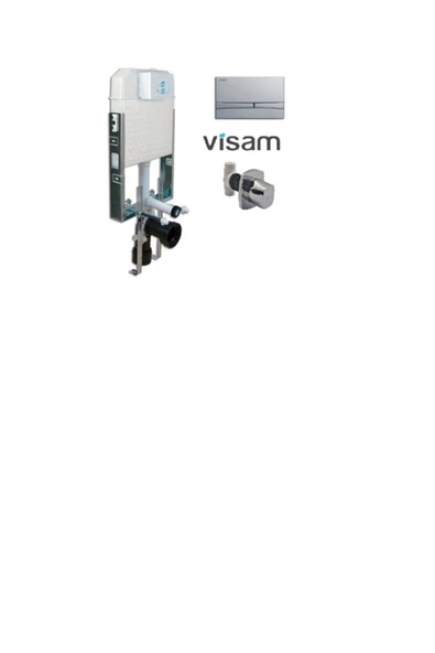 Visam Visam Gömme Rezervuar 3'Lü Set Slim 80 (3/6 Lt ) Mat Krom Kumanda Paneli Ankastre Vana Seti ürün görseli 1