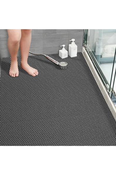 Home Banyo Duş Havuz- Z Mat Petek Kaydırmaz Pvc Paspas Gri En 90Cm. Boy 200 Cm ürün görseli 1