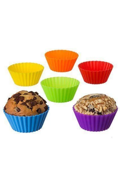6 Lı Silikon Kek , Muffin , Cupcake Kalıbı - Resim 2