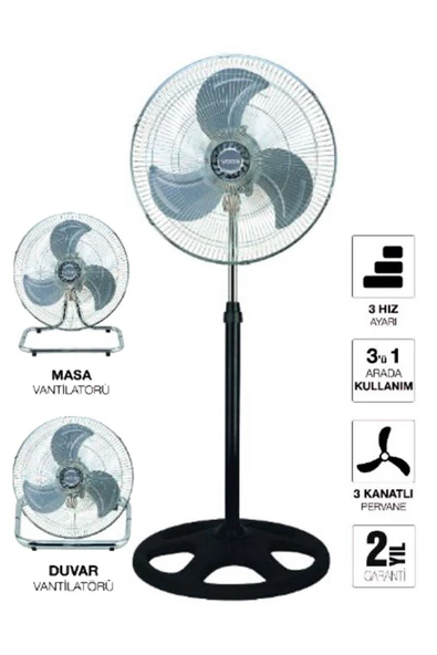 VOOG Voog Viento 18'' 3İn1 Sanayi Tipi Ayaklı Vantilatör ürün görseli 1
