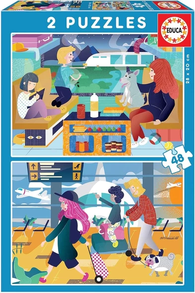 Educa Ahşap Puzzle 2X48 Havaalanı ve Tren 18604 ürün görseli 1