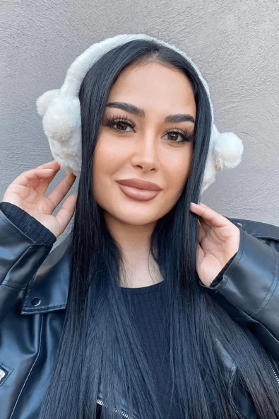 Krem Renk Ayıcık Figürlü Peluş Kulaklık ürün görseli 1