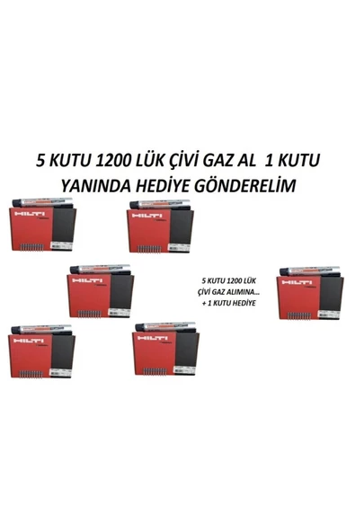 Hilti  Gx3 1200 Lük Çivi Gc42 Gaz Tüpü 5 Kutu Al 1 Kutu Yanında Hediye ürün görseli 1