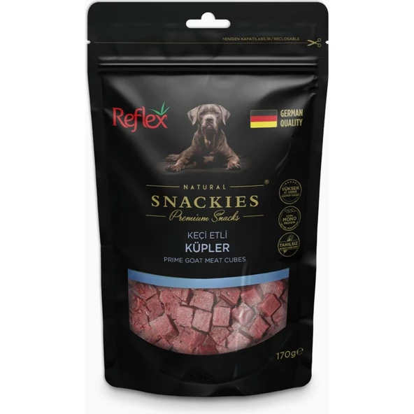 Reflex Snackies Keçi Et Küpleri Kurutulmuş Et Köpek Ödülü 170gr ürün görseli 1