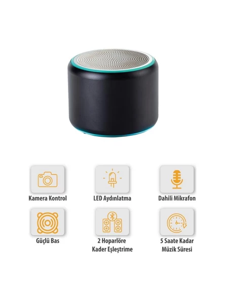 Logia Mini S 5W Bluetooth Hoparlör Siyah - Resim 3