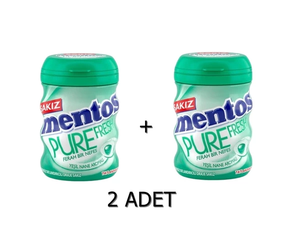 Mentos Pure Fresh Yeşil Nane Aromalı Sakız - Şekersiz(Tatlandırıcılı) 60g (2 ADET) ürün görseli 1
