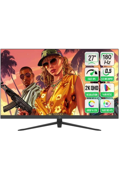 Gamepower 27" Sonic T80 Flat Fast Ips 180Hz 0.5Ms Qhd 2K Gaming Monitör (Sıfır Ölü Piksel Garantili) ürün görseli 1