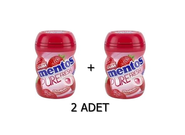 Mentos Pure Fresh Çilek Aromalı Sakız - Şekersiz(Tatlandırıcılı) 60g (2 ADET) ürün görseli 1