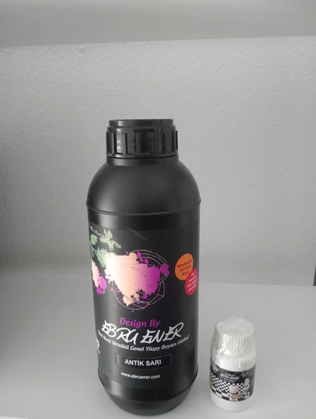 Ebru Ener Anka Vernikli Genel Yüzey Boyası Antik Sarı 1000 gr. ve Katkı Maddesi 30 gr. ürün görseli 1