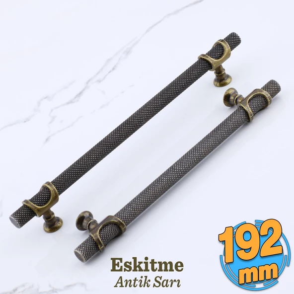 Arsin Eskitme Antik Sarı Metal Kulp 192 mm - 19.2 cm Mobilya Mutfak Dolabı Dolap Kulpları Kulbu ürün görseli 1
