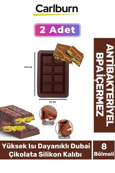 Bpa İçermez Esnek Dayanıklı Büyük Yüksek Isı Dayanıklı Dubai Çikolata Silikon Kalıbı Kabı 2 Adet ürün görseli 1