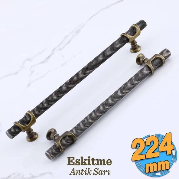 Arsin Eskitme Antik Sarı Metal Kulp 224 mm - 22.4 cm Mobilya Mutfak Dolabı Dolap Kulpları Kulbu ürün görseli 1