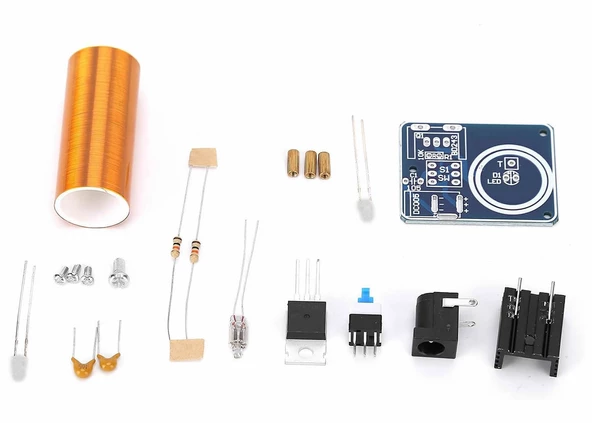 Demonte Mini Tesla Bobin Kit Modül  Kablosuz Enerji İletimi BD243 DC 9 / 12V Temassız Elektrik Transformatör Plazma Aktarım Proje Ödev Lehimleme Eğitim Seti - Resim 6