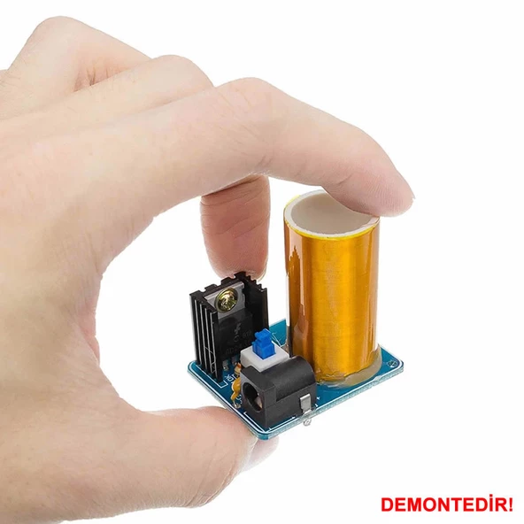 Demonte Mini Tesla Bobin Kit Modül  Kablosuz Enerji İletimi BD243 DC 9 / 12V Temassız Elektrik Transformatör Plazma Aktarım Proje Ödev Lehimleme Eğitim Seti - Resim 2