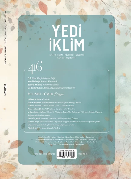 Yedi İklim Dergi 416.Sayı Kasım 2024 ürün görseli 1